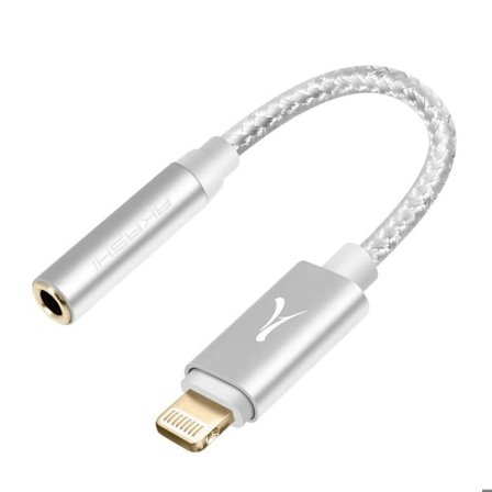 Lightning audio adapter iPhone MFi to Jack 3.5 mm Nylon Woven Akashi Silver