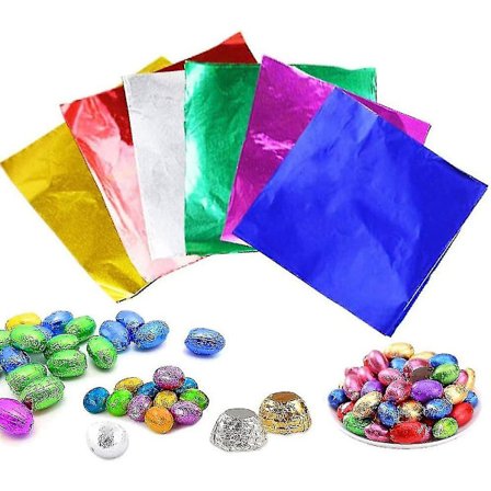 Färgad Aluminiumfolie för Inpackning, 600 Ark Chokladgodis Inpackningspapper, Aluminium Godis Inpackningspapper för Choklad, Godis, DIY, Tepåsar (6 