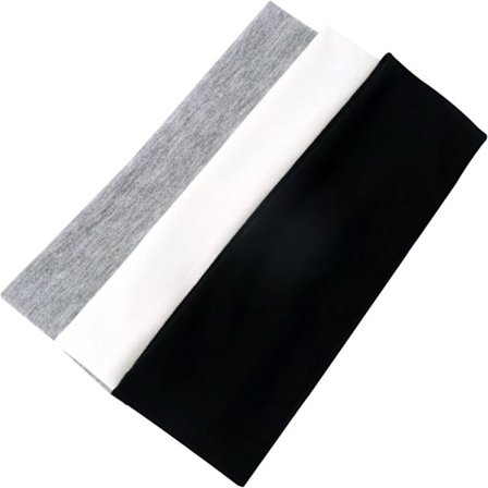 Hårbånd, 3-pakning Unisex Hårbånd for damehår, Pustende hårbånd for svettetransport (Svart, Grå, Hvit)