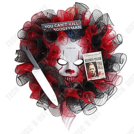 Dekoration - TD - Clownmask - 40x40 cm - Tyg/Plastik - Halloween