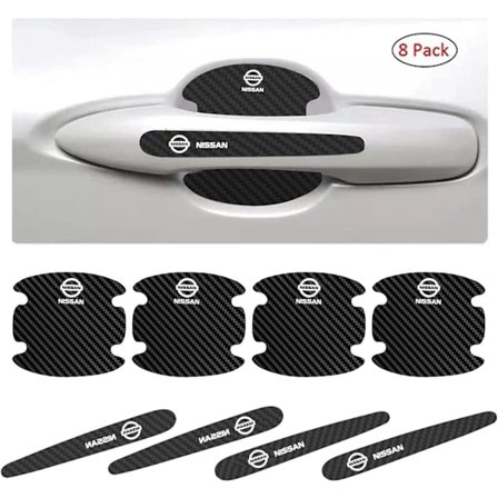 Universal Carbon Fiber Car Dörrhandtag Lack Rep Protection Sticker för Nissan Car Logo