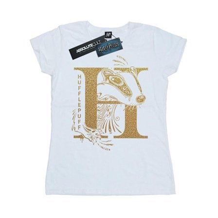 Harry Potter Dam/Kvinnor Hufflepuff Glitter Bomull T-Shirt S