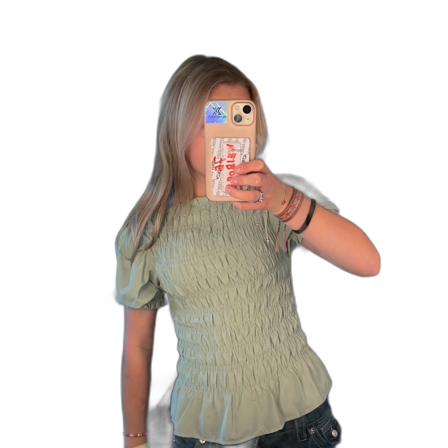 Ljusgrön smockad blus från H&M Divided