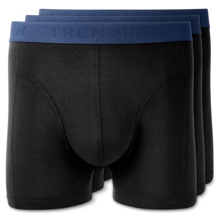Medium - FlexFeel | 3-Pack Black Cotton Boxer Briefs with Royal Blue Waistband for Men
