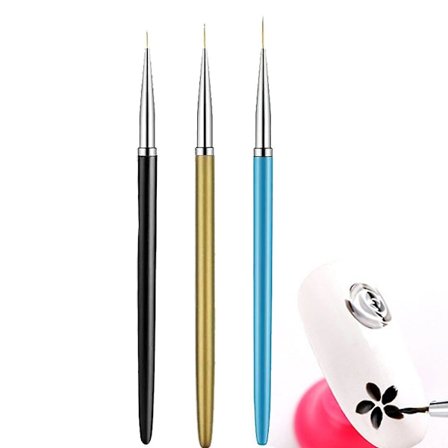 3 st Nail Art Liner Penslar, UV Gel Måleri Nagel Design Nylon Pensel, Nagel Målnings Pennor (7/9/11mm)