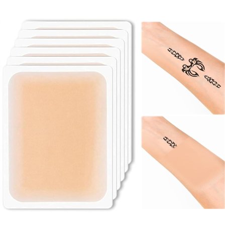Tattoo Dekkplaster, Ultratynt Plaster for Tatoveringsarr og Fødselsmerker, Usynlig Vanntett Hudtone-dekkende Klistremerke, 6 stk