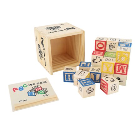 27 stk. Fuld Farve Træ Alfabet Nummer Byggeklodser Førskole Pædagogisk Legetøjskasse