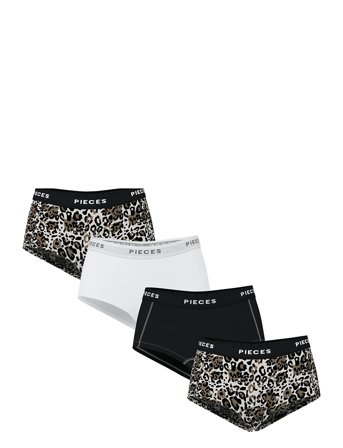 Pclogo Lady 4 Pack Aop/Solid Noos Bc Black Pieces