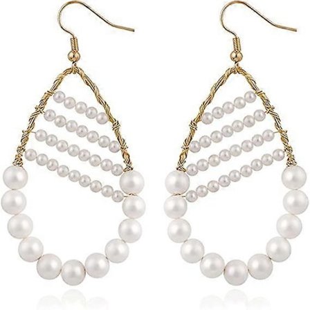 Gullperle Hoop Øredobber Hypoallergeniske Perleheng