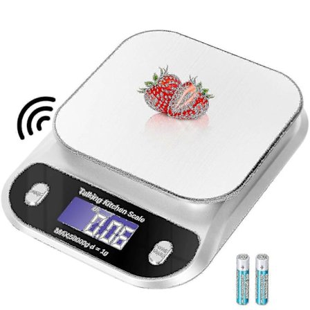 Snakkende kjøkkenvekt, 5 kg/11 lb snakkende digital kjøkkenvekt vekt i unser og gram for matlaging og baking, klar ren stemme snakkende kjøkkenvekt 