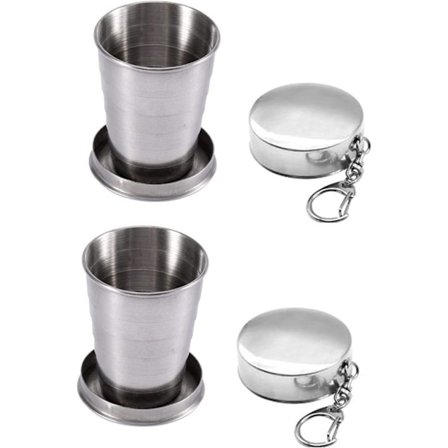 2 stk. Foldbar Kande i Rustfrit Stål, Rustfrit Stål Teleskopisk