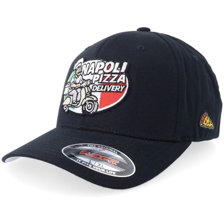 Iconic - Svart flexfit Keps - Napoli Pizza Delivery Black Flexfit @ Hatstore