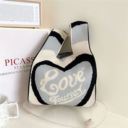 Stickad handväska tygväska 04