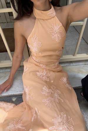 NA-KD Embellished Halterneck Maxi Dress - Halterneck kjole - Orange - EU 44