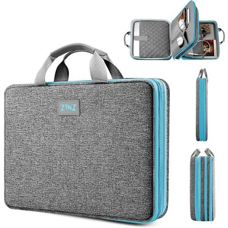 15,6-tommers udvidelig beskyttende og genanvendelig bæretaske/laptop sleeve med tilbehørslomme