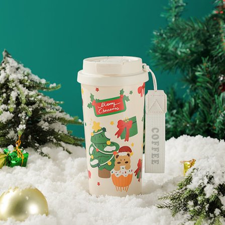 Jul 316 Rostfritt Stål Kaffemugg, Dubbel-Dryck Isolerad Vattenflaska, Vattenflaska för Kvinnor, Julklapp