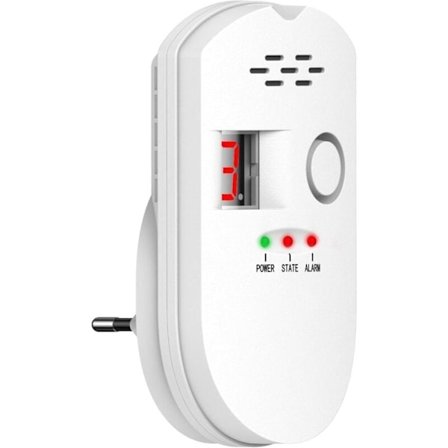 Gasdetektor 85 dB Bygas Naturgas LPG Propan LPG Gasalarm Stikkontakt Gasalarm med Blinkende Lysalarm og Digitalt Display til Hjem, Køkken