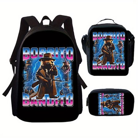 Italiensk Brainrot Digitaltrykt Skulderveske Trestatuett Shanhaijing Student Skoleveske-38