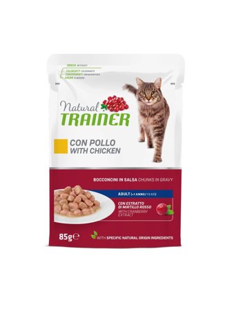 Natural Trainer Cibo Umido Al Pollo Per Gatti Adulti Busta 85g