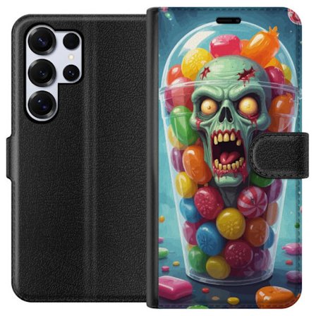 Kompatibelt Lommeboketui til Samsung Galaxy S25 Ultra Zombie godteri kopp plakat skrekk kunst fargerik dødskalle skummel design Halloween trykk