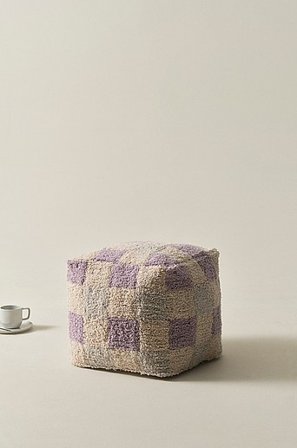 Jotex - Sittpuff 40x40 Cm Polystyren - Bomull Vit/Lila/Grå MINDEN - Köp Sittpuffar hos Jotex