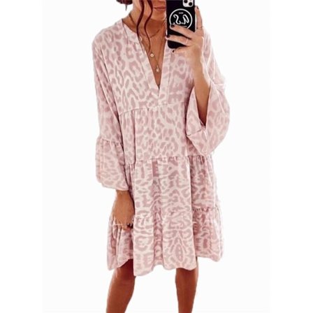 Naisten kesätemperamentti löysä printti iso V-aukkoinen mekko