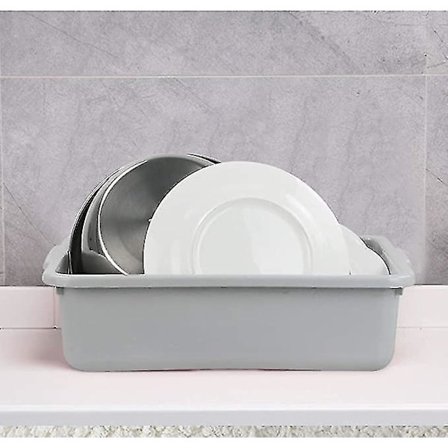 3 Pak Galvaniseret Plastik Opbevaringsrektangulær Spand Lysegrå