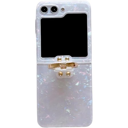 Genomskinligt Z Flip 5-fodral, laser-manet-texturerat telefonfodral kompatibelt med Samsung Galaxy Z Flip 5 med ringhållare