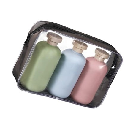 3 stk. praktiske lækagesikre genopfyldelige rejseflasker til shampoo og showergel