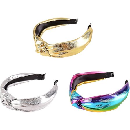 Knyttede Pandebånd Glansfuldt Læder Hårbånd Kryds Kryds Ren Farve Elastiske Hårbånd