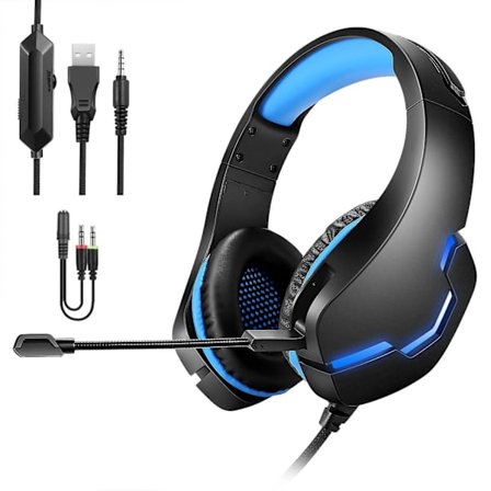 Gaming Headset, Ps5 Headset With Stereo Surround Sound,ps4 Gaming Headset, Over Ear Headphones With Noise Canceling For Xbox,pc,switch,mac,laptop, Blu