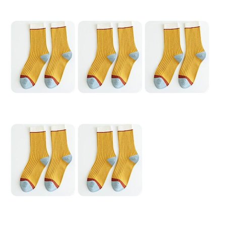 5 par Harajuku Retro Sokker Stribede Dame Sokker GUL