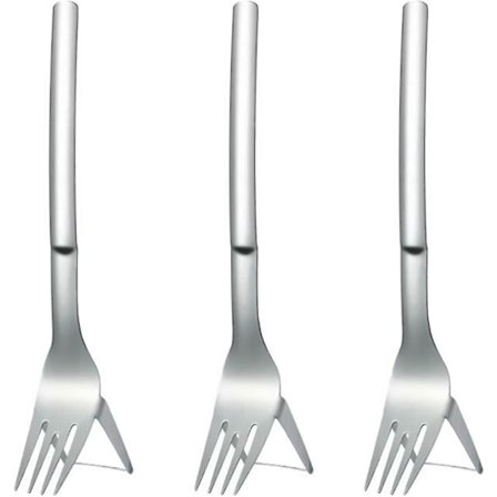 2 i 1 Rustfritt Stål Vannmelon Skjærer Cutter Vannmelon Skjærer Gaffel Vannmelon Skjæring Gadget Multifunksjonell Vannmelon Kniv 3pcssølv