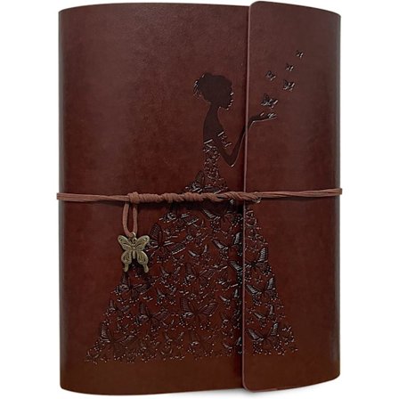 Fotoalbum Scrapbook Vintage Läderomslag 30 Sidor Premium Svart Papper Minnesbok, Julklappar