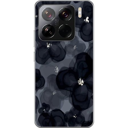 Kompatibelt Mobildeksel til Xiaomi Xiaomi 15 Pro Abstrakt mørkt blomstermønster i svartgrå toner med en elegant og dramatisk følelse