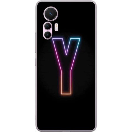 Kompatibel Mobilcover til Xiaomi Xiaomi 12 Lite Minimalistisk neonbogstav Y i farveskiftende lys mod sort baggrund