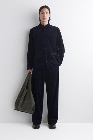 COS Homme Pantalon Large En Velours Côtelé in Bleu