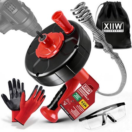 Furet Rensningssæt med spiral kabel på 9,5 M Ø12 mm til rør Ø80mm Max, til køkken og badeværelse