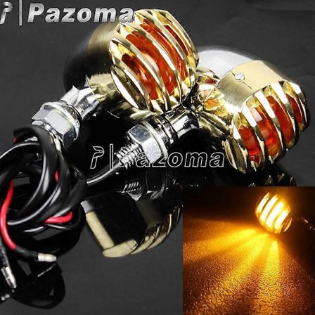 PAZOMA Krom og messing Grill Bullet Aluminium Blinklys Indikatorlys Blinklys For Harley Chopper Sportster DynaMotor Kjøretøybelysning