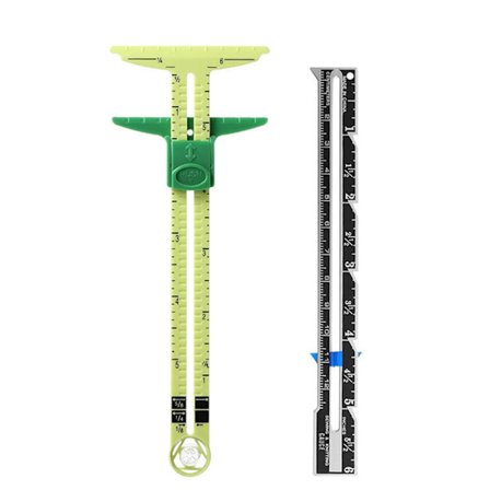 2 stk. skyde-måleværktøj til syning, quiltnings lineal af plastik til strikning