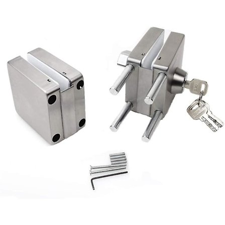 Dobbelt Glasdørslås 201 Rustfrit Stål Med Børstet Kvadratisk Finish, Begge Sider Åben Rammeløs