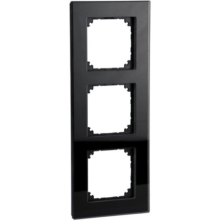 Schneider Electric Exxact Solid Ramme glass, svart 3 rom, Strømbrytere & vegguttak