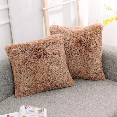 2-pakke kunstig pels putetrekk 45 x 45 cm luksuriøs fluffy dekorativ lodden firkantet putetrekk 18 x 18 for sofa dekorasjon, khaki