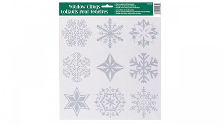 Fönsterdekoration i glittrande silver