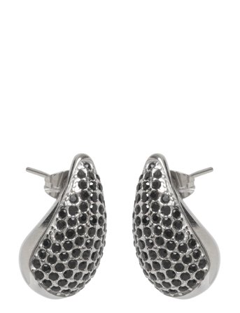 Drop Crystal Stud Earring Black/Silver Silver Bud To Rose