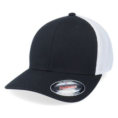 Flexfit - Svart flexfit Keps - 2-Tone Mesh Black/White Trucker Flexfit @ Hatstore