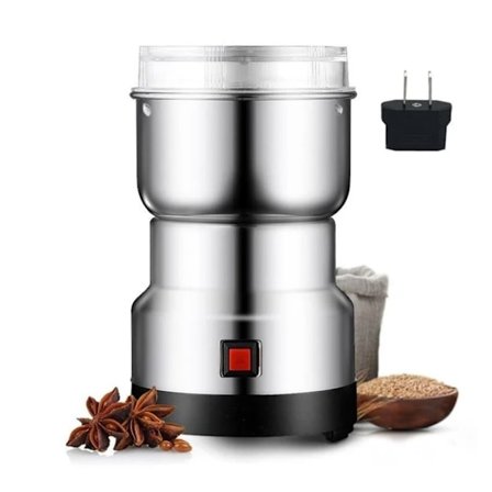 Multifunktionel kværn, kornmøller rustfrit stål elektrisk kaffekværn krydderikværn til babymad, transparent låg hurtig jævn formaling