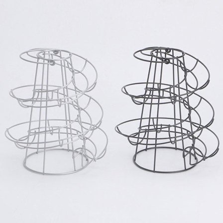 Ægdispenser, Ægspiral i Rustfrit Stål Spiraldesign, Ægstativ Opbevaring til ca. 30 - 36 Æg, Sort