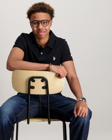 U.S. Polo Assn. DHM Pique Polo Noir Polos Garçon - Kids Brand Store