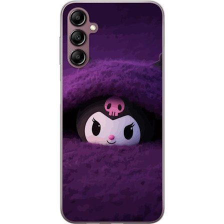 Yhteensopiva Puhelinkuori Samsung Galaxy A14 5G Kuromi lilassa pörröisessä ympäristössä, jossa on salaperäinen kawaii-suunnittelu.